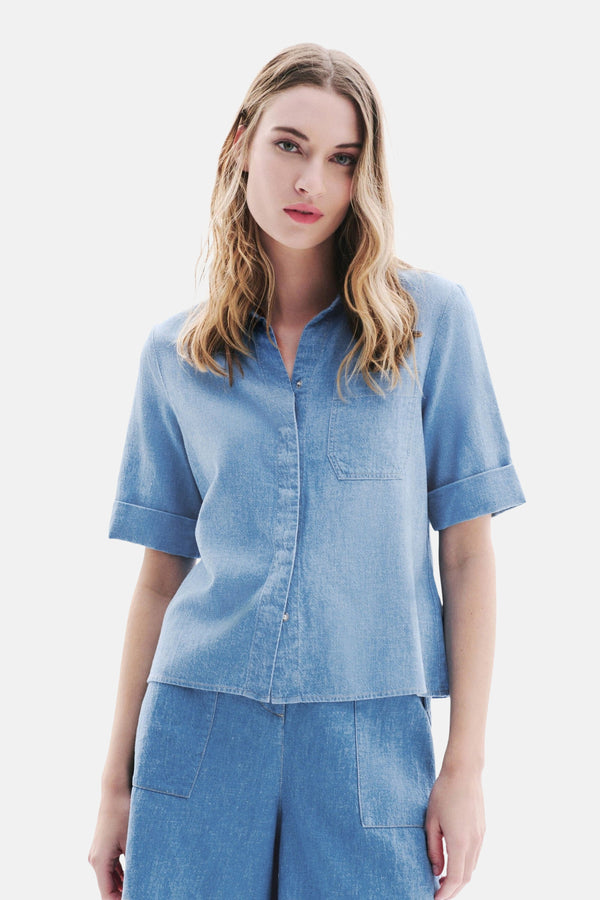 Hemd (korte mouwen) LIGHT BLUE DENIM - CAROLL
