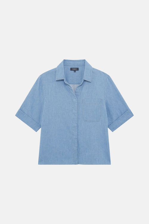 Chemisier (manches courtes) light blue denim - CAROLL