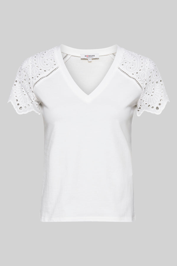 Top uni manches courtes Blanc - Morgan de Toi