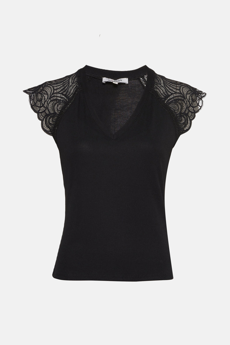 Top uni manches courtes Noir - Morgan de Toi