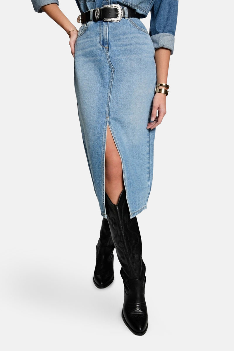 Jupe 3/4 LIGHT BLUE DENIM - Morgan de Toi