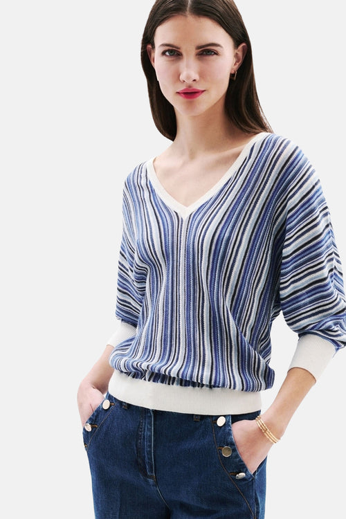 Pull col V Bleu - CAROLL
