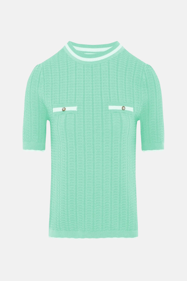 Pull col rond VERT - Morgan de Toi