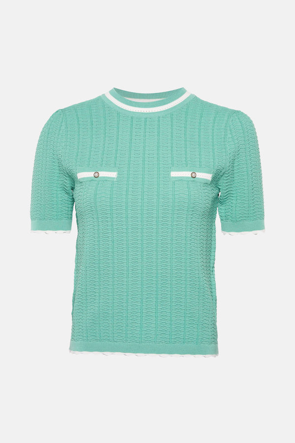 Pull col rond VERT - Morgan de Toi