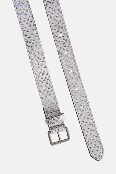 Ceinture argentée by Legend, avec un motif texturé et une boucle métallique carrée classique.