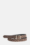 Ceinture marron imprimée léopard de Legend, avec une boucle dorée et une extrémité pointue.