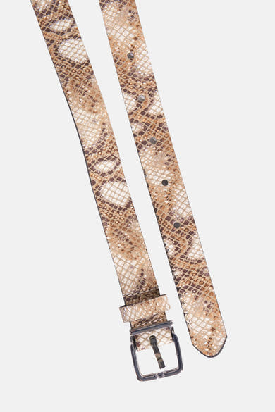 Beige slangenprint riem van Legend, met zilverkleurige metalen gesp.
