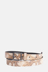 Beige slangenprint riem van Legend, met zilveren rechthoekige gesp.