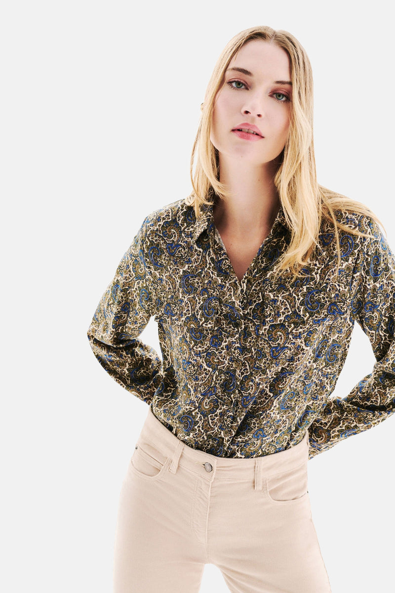 Multikleuren overhemd met lange mouwen van CAROLL, met een paisley-patroon en knoopsluiting aan de voorkant.