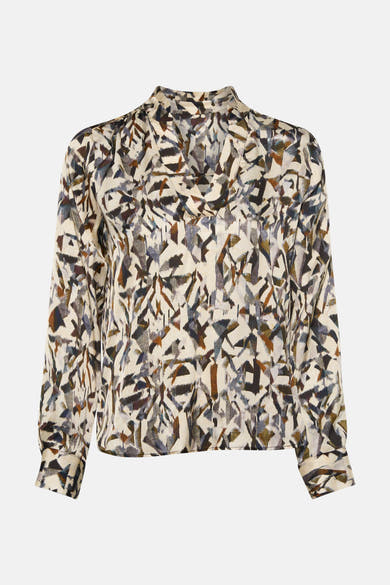 Blouse à manches longues multicolore de CAROLL, à motif abstrait multicolore, avec col en V.