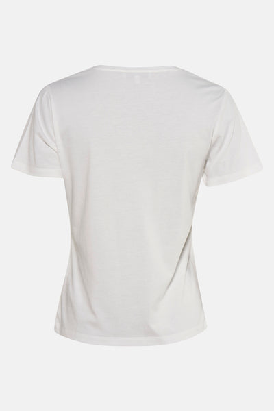 T-shirt blanc à manches courtes de Morgan de Toi, uni et coupe classique, vue de dos.
