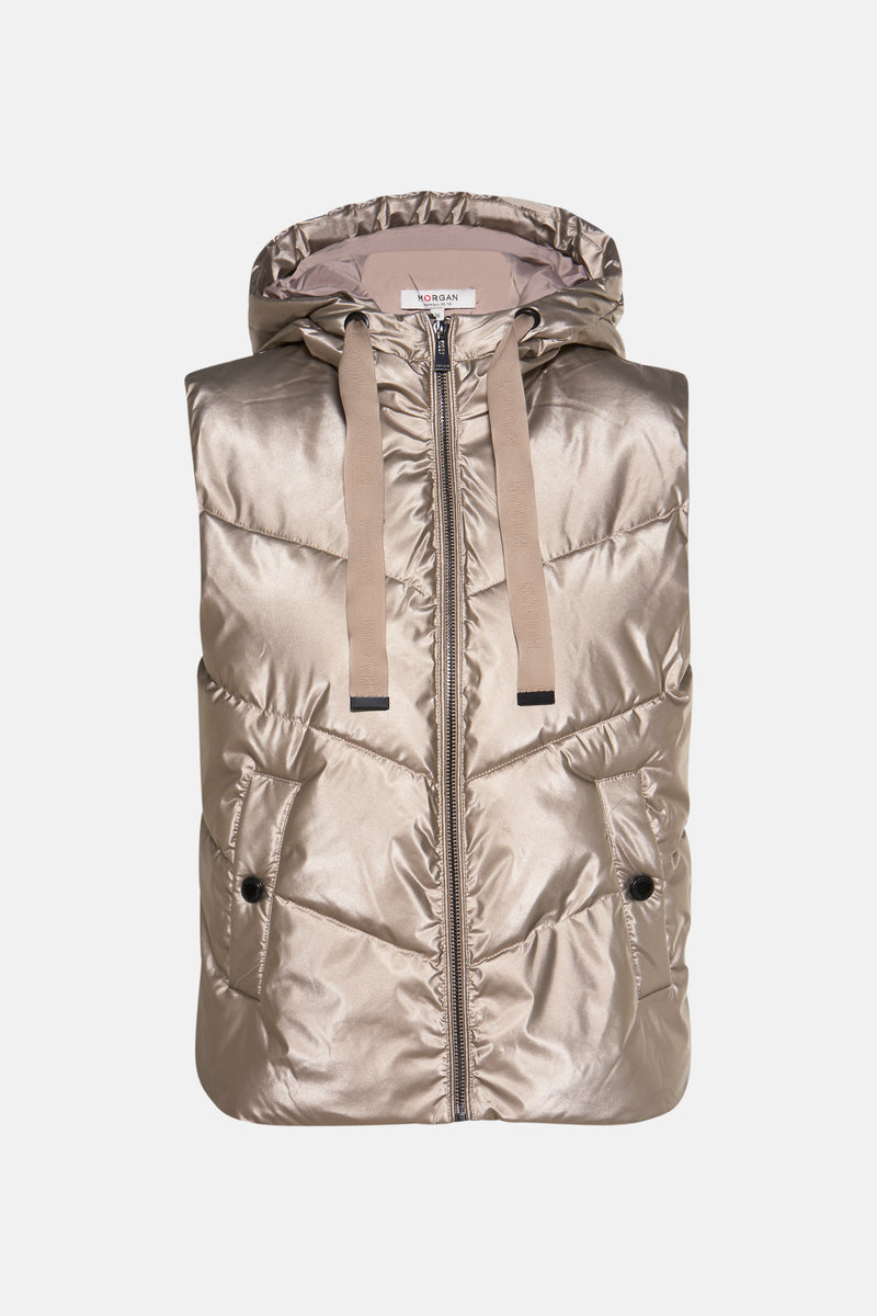 Veste sans manches doré de Morgan de Toi avec capuche et fermeture éclair.