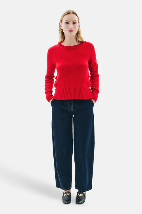 Pull met ronde hals - rood