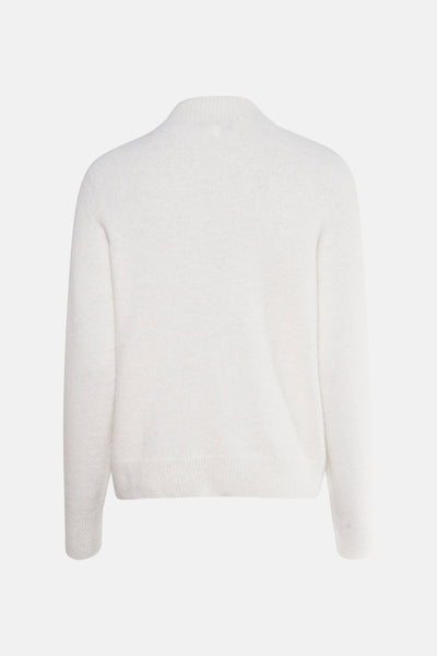 Pull à col roulé écru de CAROLL, vue arrière, en maille duveteuse et coupe décontractée.
