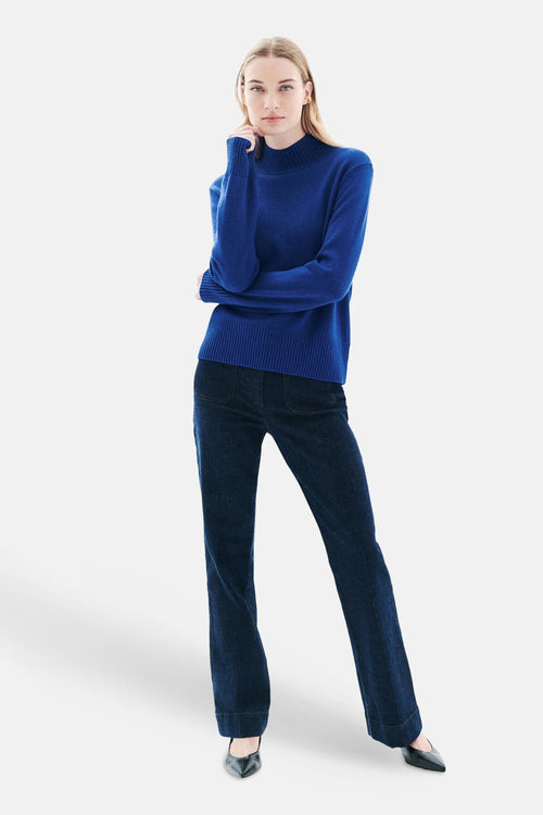 Pull met rolkraag - blauw