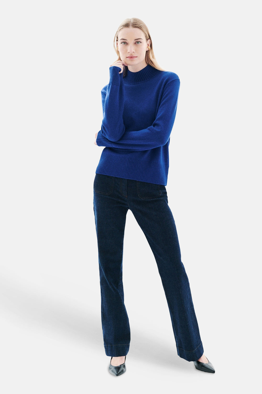 Pull met rolkraag - blauw