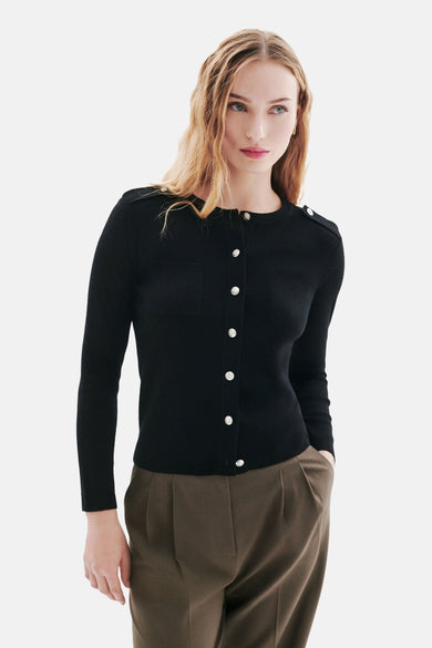 Pull col rond noir - CAROLL
