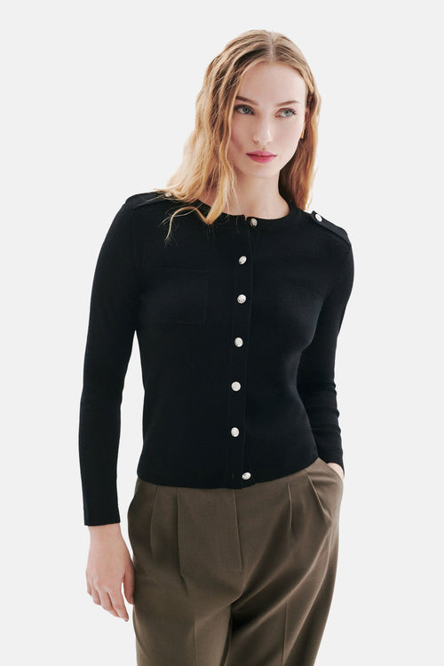 Pull col rond noir - CAROLL