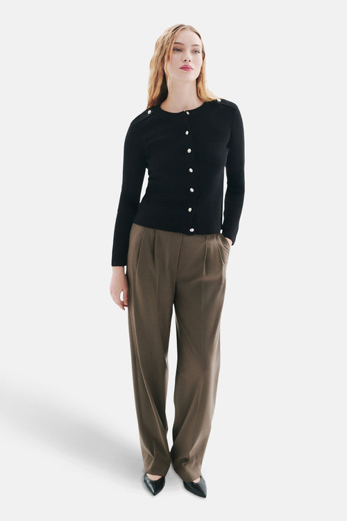Pull col rond noir - CAROLL