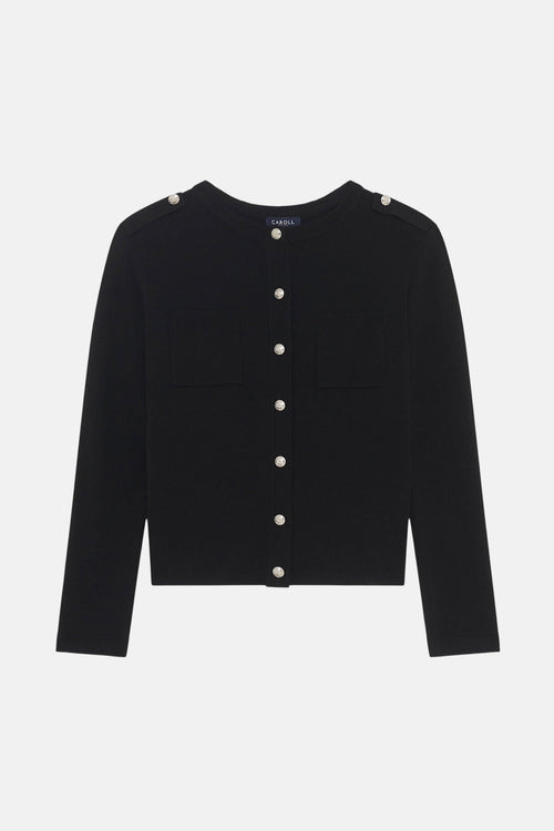 Pull col rond noir - CAROLL