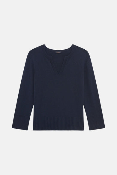 Pull met V-hals - blauw