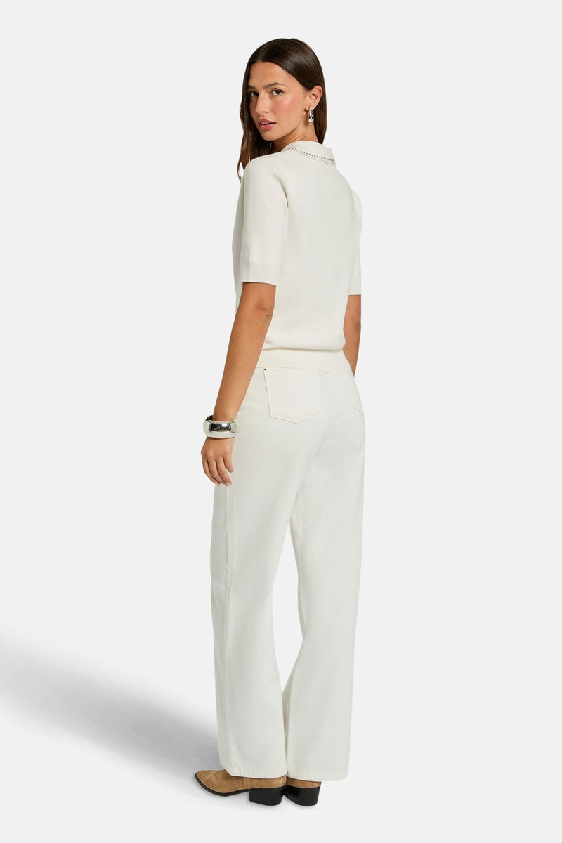 Pull met ronde hals - wit