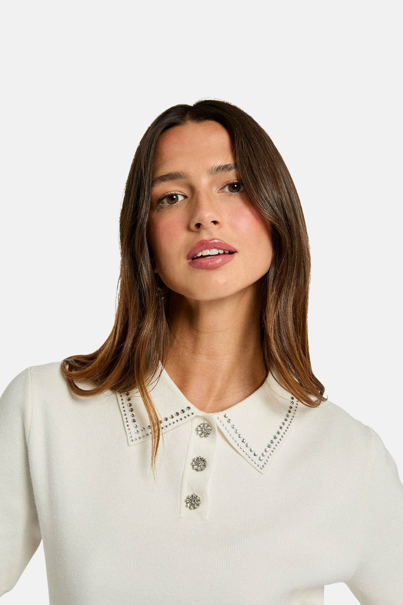 Pull met ronde hals - wit