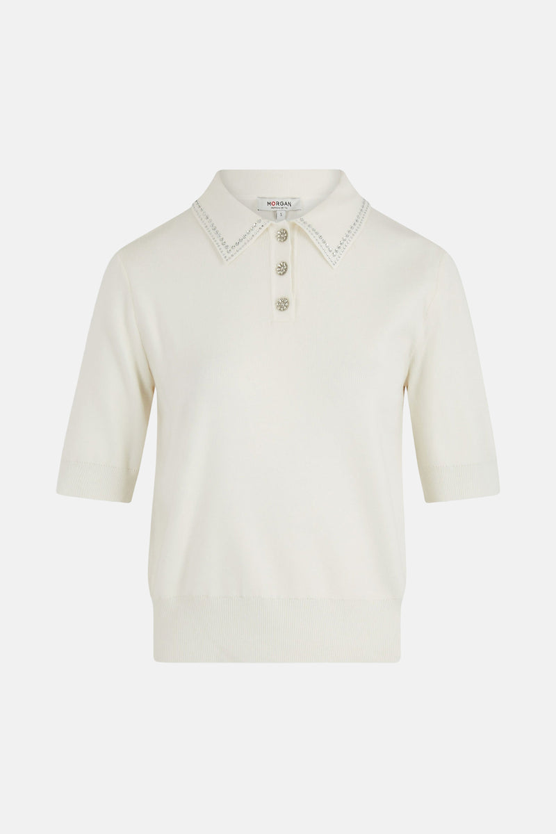 Pull met ronde hals - wit