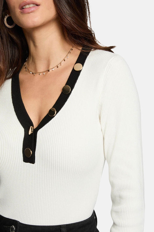 Pull met V-hals - wit