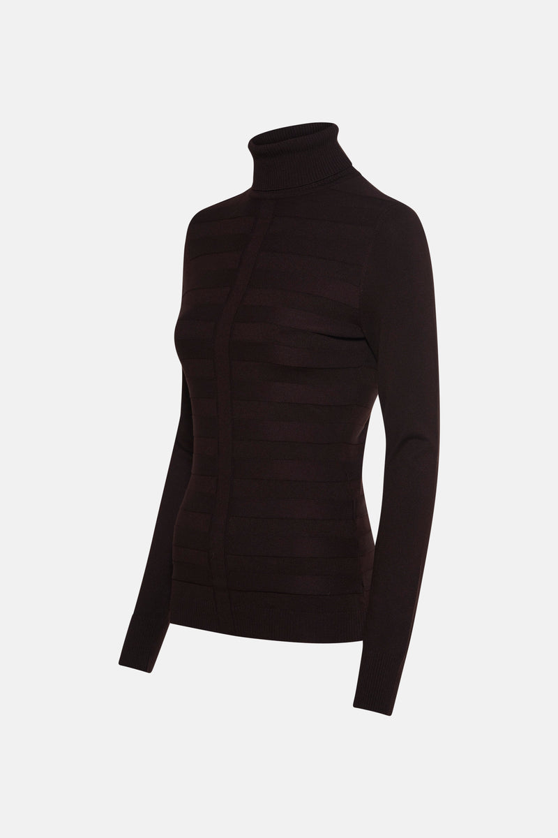 Pull met rolkraag - bruin