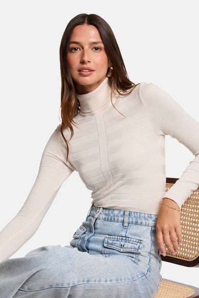 Pull à col roulé - écru