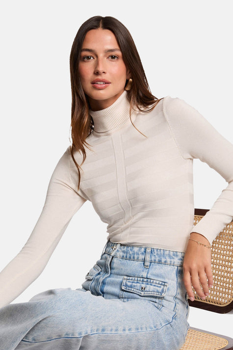 Pull à col roulé - écru
