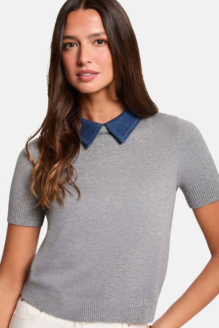 Pull col O - gris