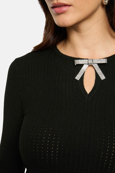 Pull met ronde hals - zwart