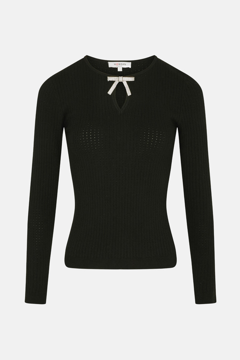 Pull met ronde hals - zwart