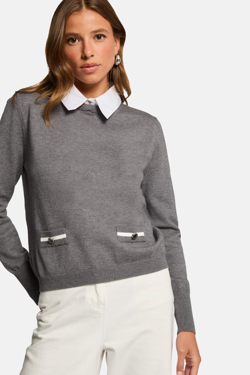 Pull col montant gris - Morgan de Toi