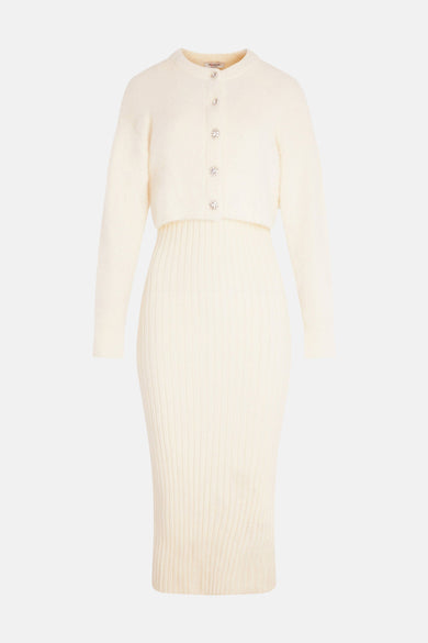 Kleedje met lange mouwen - ecru