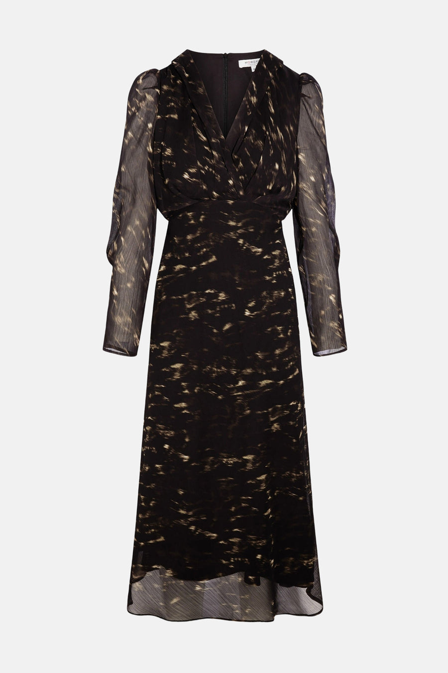 Robe midi multicolore à manches longues de Morgan de Toi, avec un imprimé abstrait et une coupe ajustée.