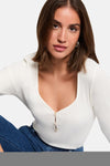 Top uni manches longues blanc - Morgan de Toi