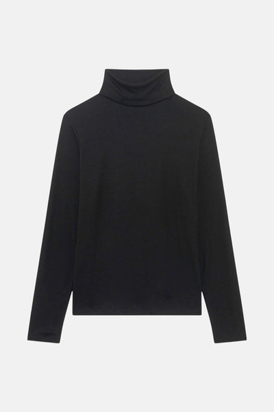 Zwarte T-shirt met lange mouwen van CAROLL, coltrui en lange mouwen.