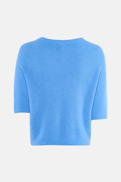 Ronde hals trui blauw van Terra di Siena in zachte brei.
