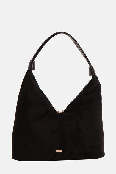 Sac à bandoulière noir de Morgan de Toi avec une fermeture éclair dorée.
