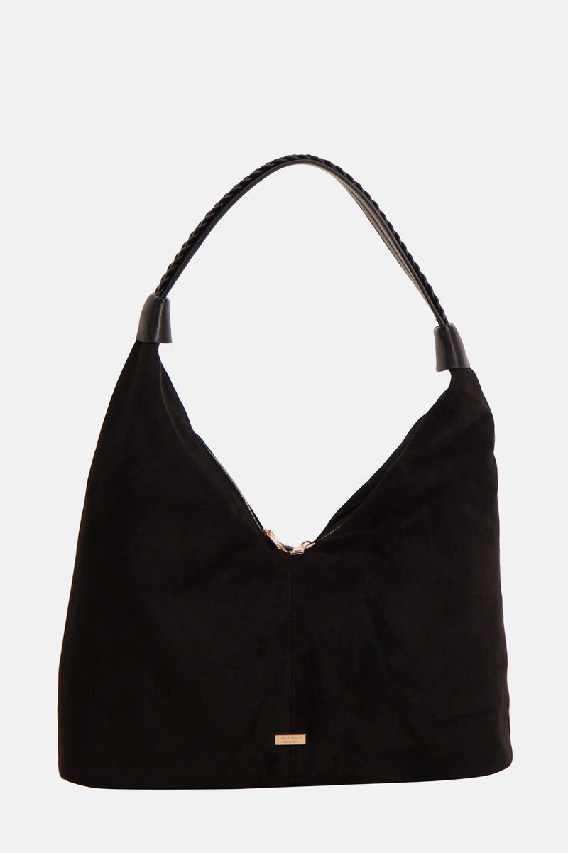 Sac à bandoulière noir de Morgan de Toi avec une fermeture éclair dorée.