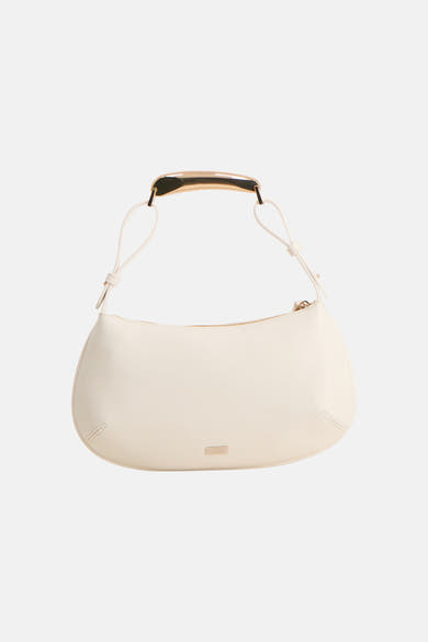 Witte handtas van Morgan de Toi, met een goudkleurig stijf hengsel en minimalistische details.