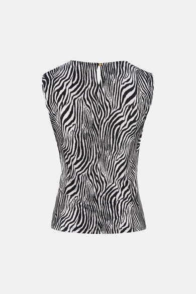Top sans manches multicolore de Morgan de Toi, motif zèbre, dos boutonné.
