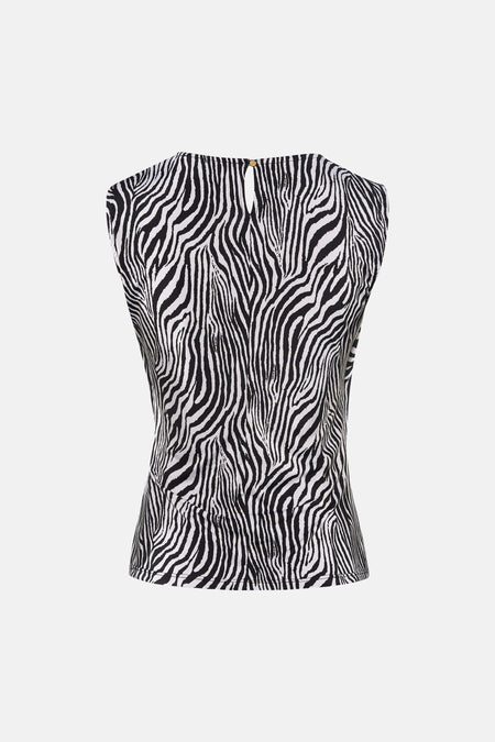 Top sans manches multicolore de Morgan de Toi, motif zèbre, dos boutonné.
