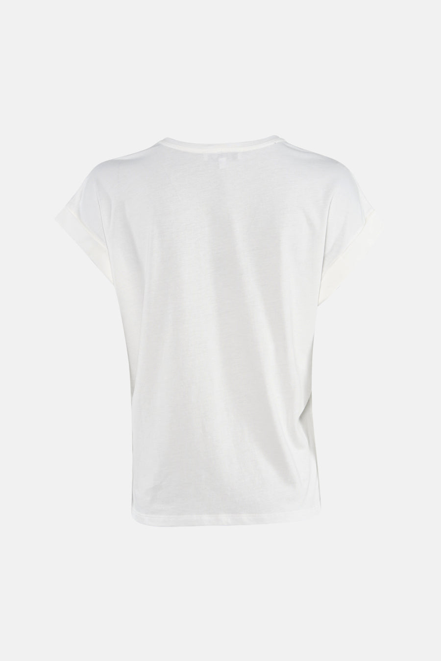 Wit T-shirt met korte mouwen van Morgan de Toi, met opgerolde zomen en een ronde hals.