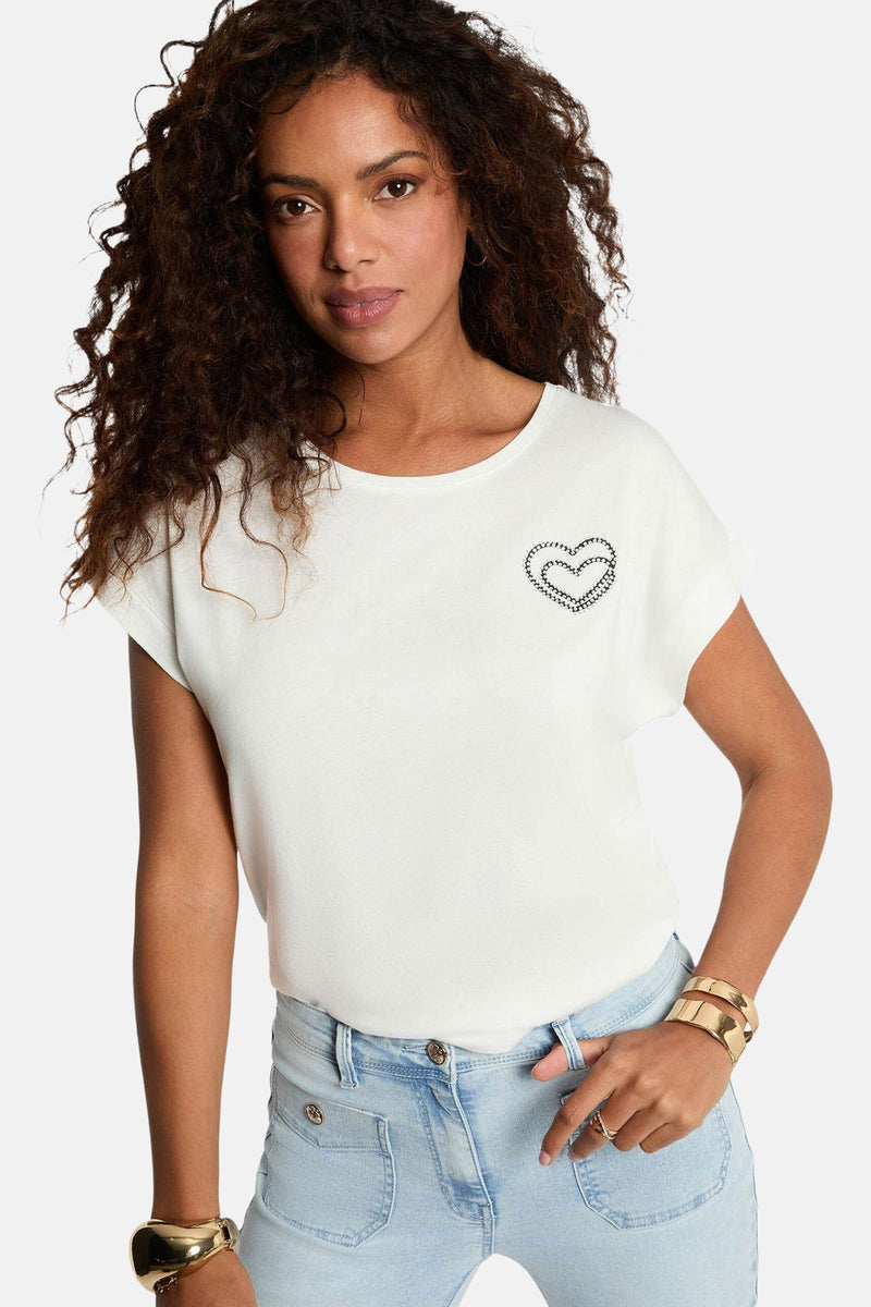Effort T-shirt met korte mouwen van Morgan de Toi met een decoratief hartmotief.