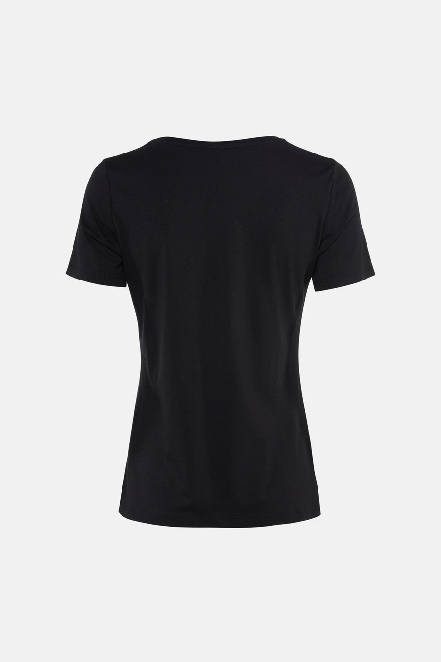 T-shirt noir à manches courtes de Morgan de Toi, simple et décontracté, présenté de dos sur fond uni.
