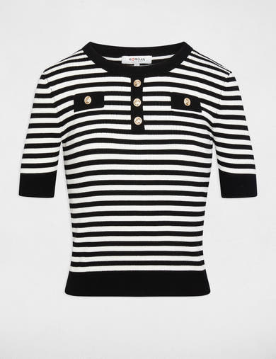 Pull met ronde hals - zwart